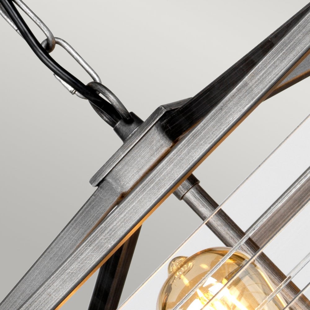 Louvre Industrial 6 Light Ceiling Pendant In Gunmetal Finish LOUVRE-6P