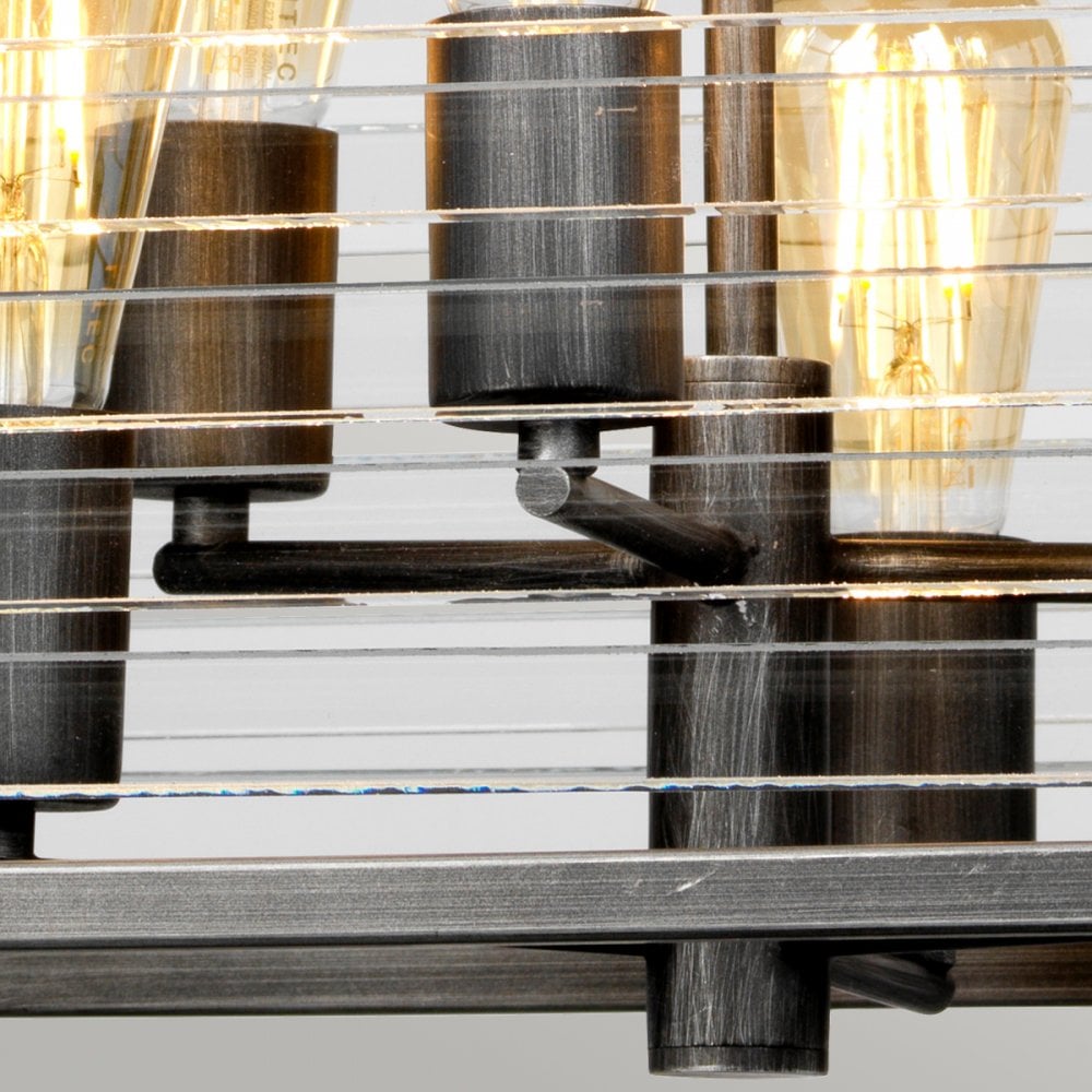 Louvre Industrial 6 Light Ceiling Pendant In Gunmetal Finish LOUVRE-6P