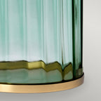 Reno Green Tint Glass Table Lamp In Aged Brass With Cream Shade QN-RENO-GREEN-AB