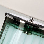 Reno Green Tint Glass Table Lamp In Polished Nickel With Cream Shade QN-RENO-GREEN-PN