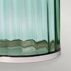 Reno Green Tint Glass Table Lamp In Polished Nickel With Cream Shade QN-RENO-GREEN-PN