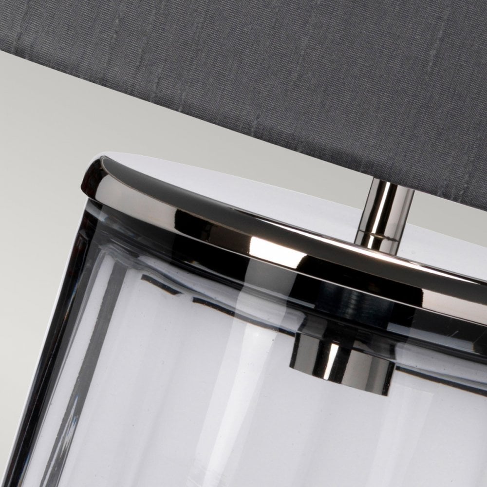 Reno Smoked Tint Glass Table Lamp In Polished Nickel With Grey Shade QN-RENO-SMOKE-PN