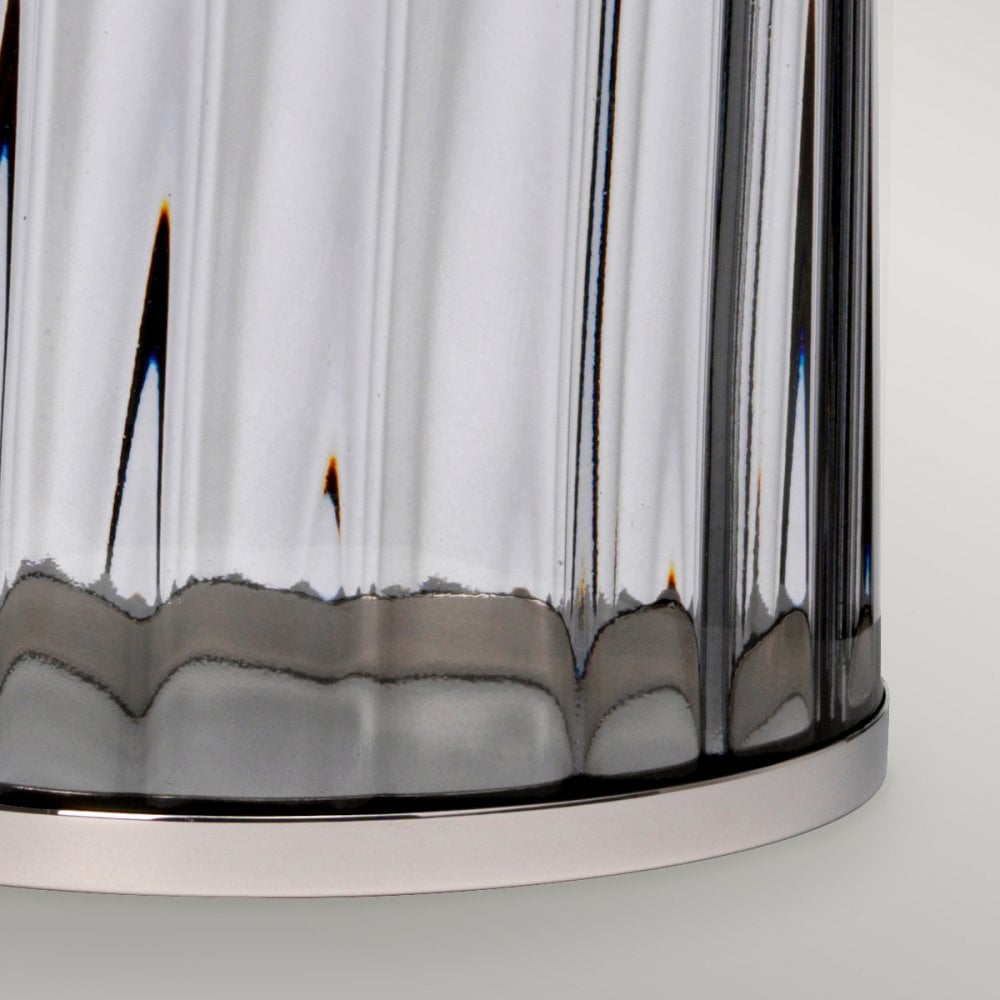 Reno Smoked Tint Glass Table Lamp In Polished Nickel With Grey Shade QN-RENO-SMOKE-PN