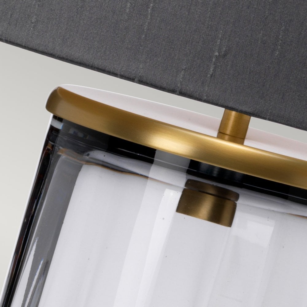 Reno Smoked Tint Glass Table Lamp In Aged Brass With Grey Shade QN-RENO-SMOKE-AB