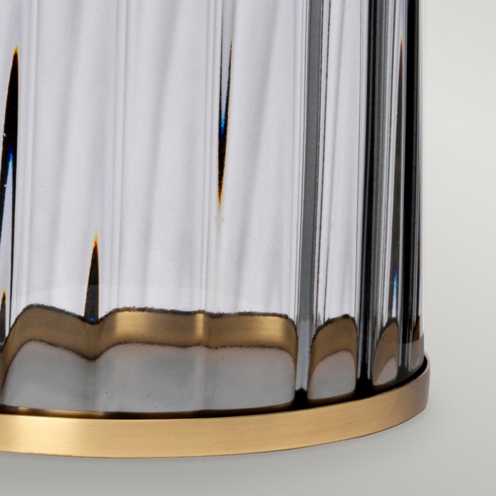 Reno Smoked Tint Glass Table Lamp In Aged Brass With Grey Shade QN-RENO-SMOKE-AB