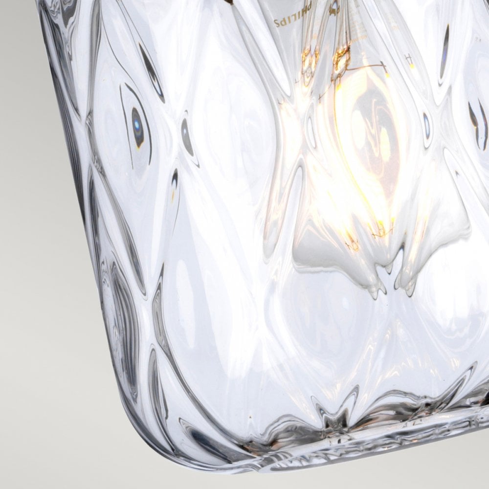Sola Ceiling Pendant Light In Polished Nickel With Diamond Pattern Glass SOLA-P