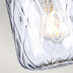 Sola Ceiling Pendant Light In Polished Nickel With Diamond Pattern Glass SOLA-P