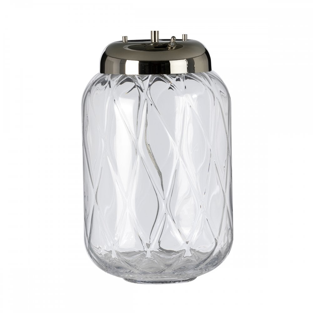Sola Large Diamond Glass Table Lamp With Titanium Silver Shade QN-SOLA-TL-L