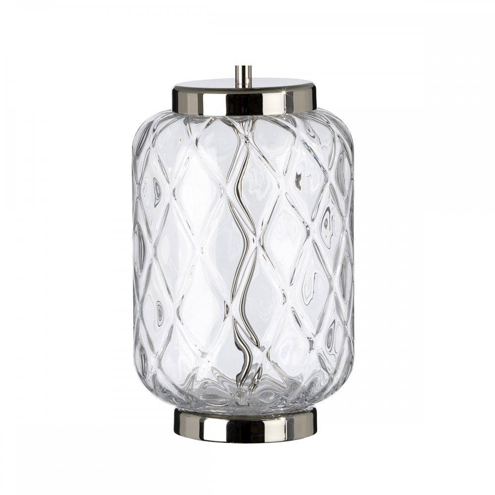 Sola Small Diamond Glass Table Lamp With Titanium Silver Shade QN-SOLA-TL-S