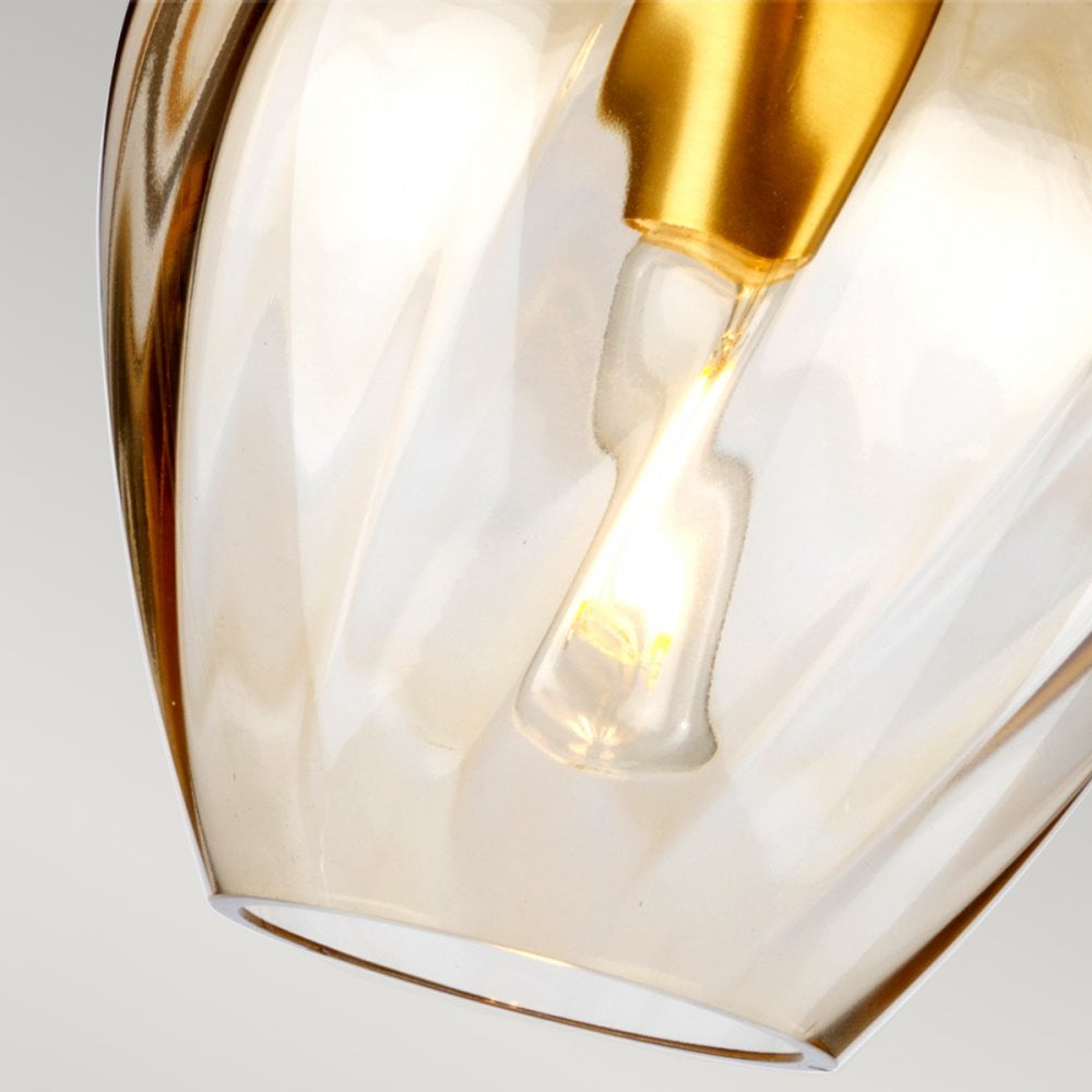 Tiber Elegant 1 Light Ceiling Pendant In Brushed Brass Finish TIBER-P-AMBER