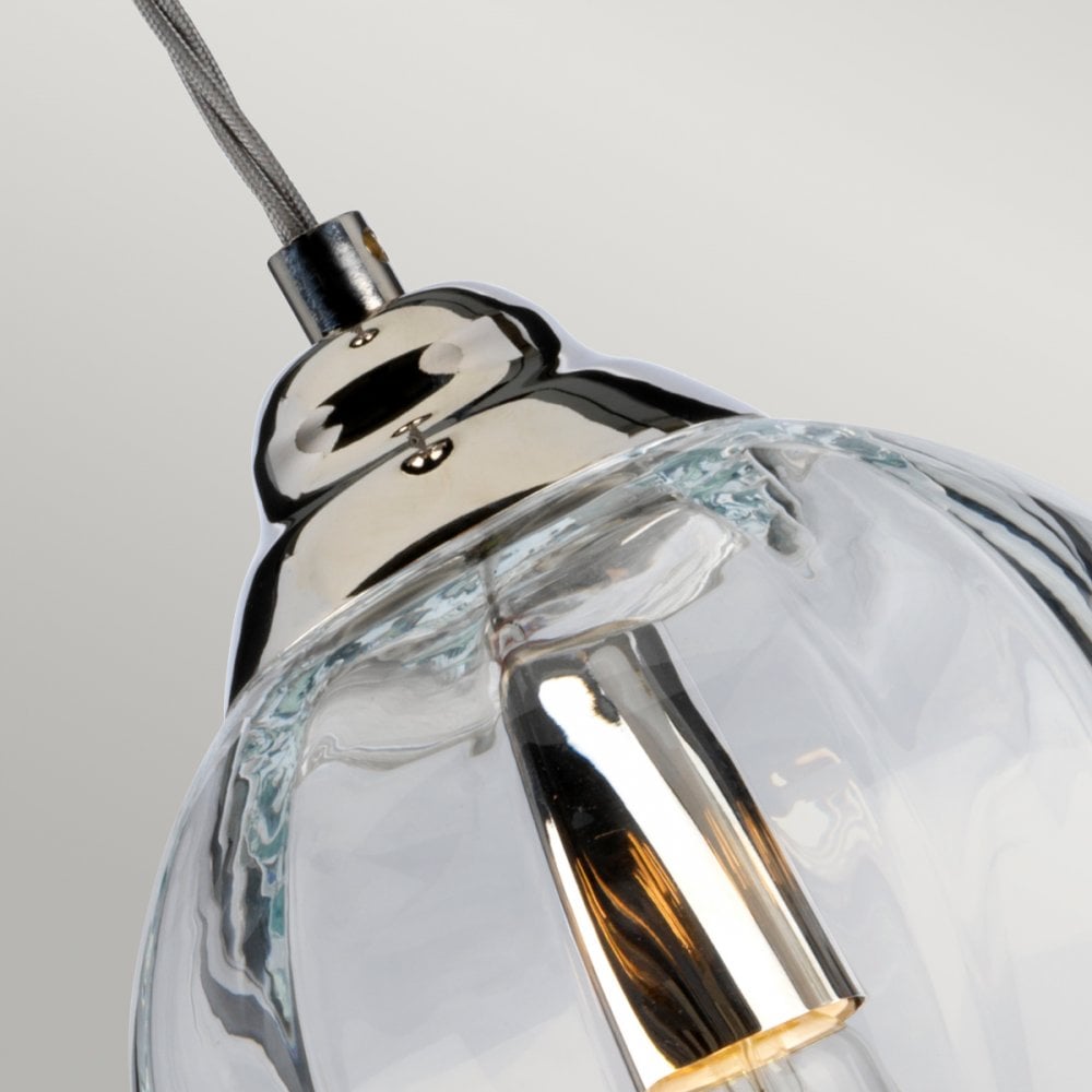 Tiber Elegant 1 Light Ceiling Pendant In Polished Nickel Finish TIBER-P-CLEAR