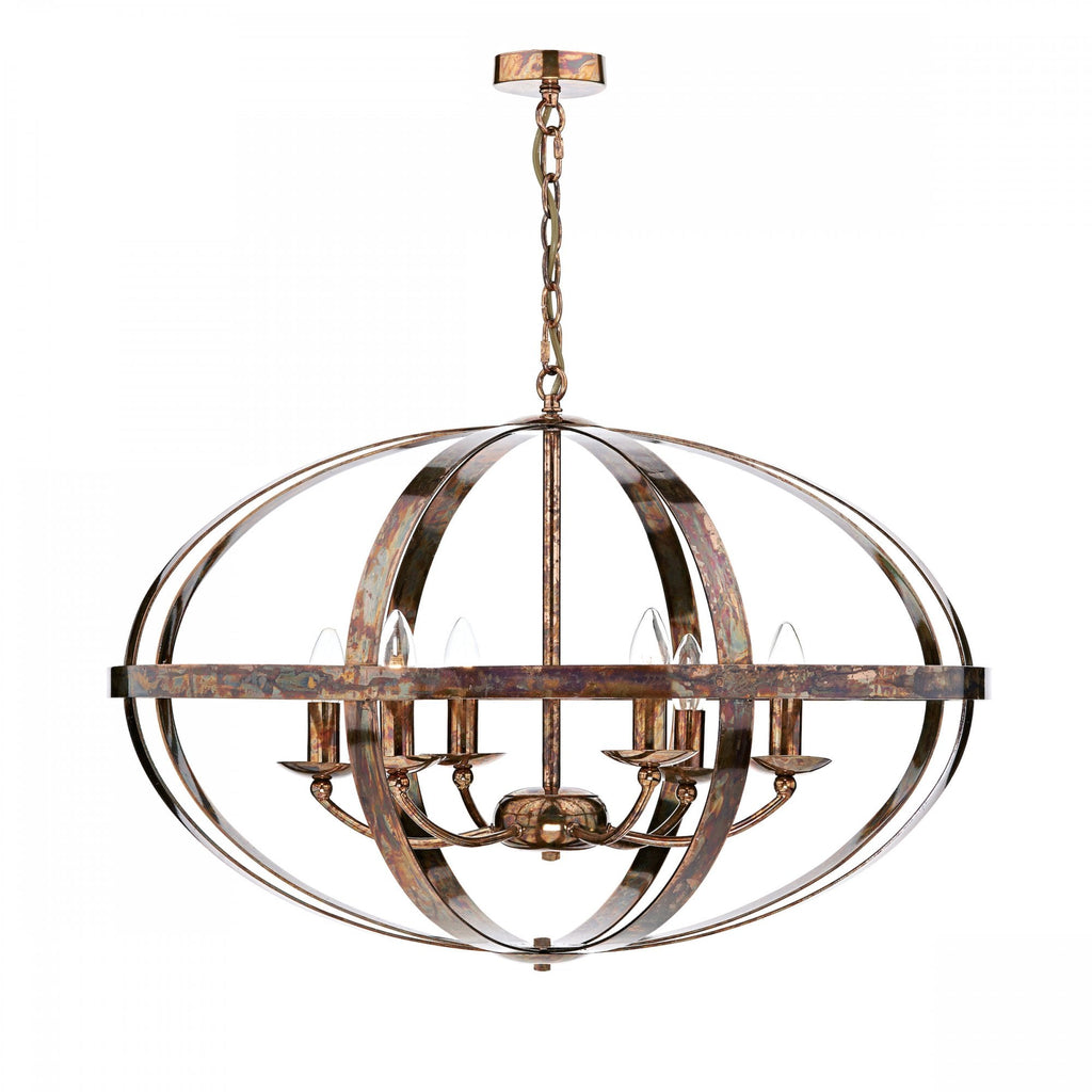 Symbol 6 Light Pendant Ceiling Light in Dappled Copper SYM0664