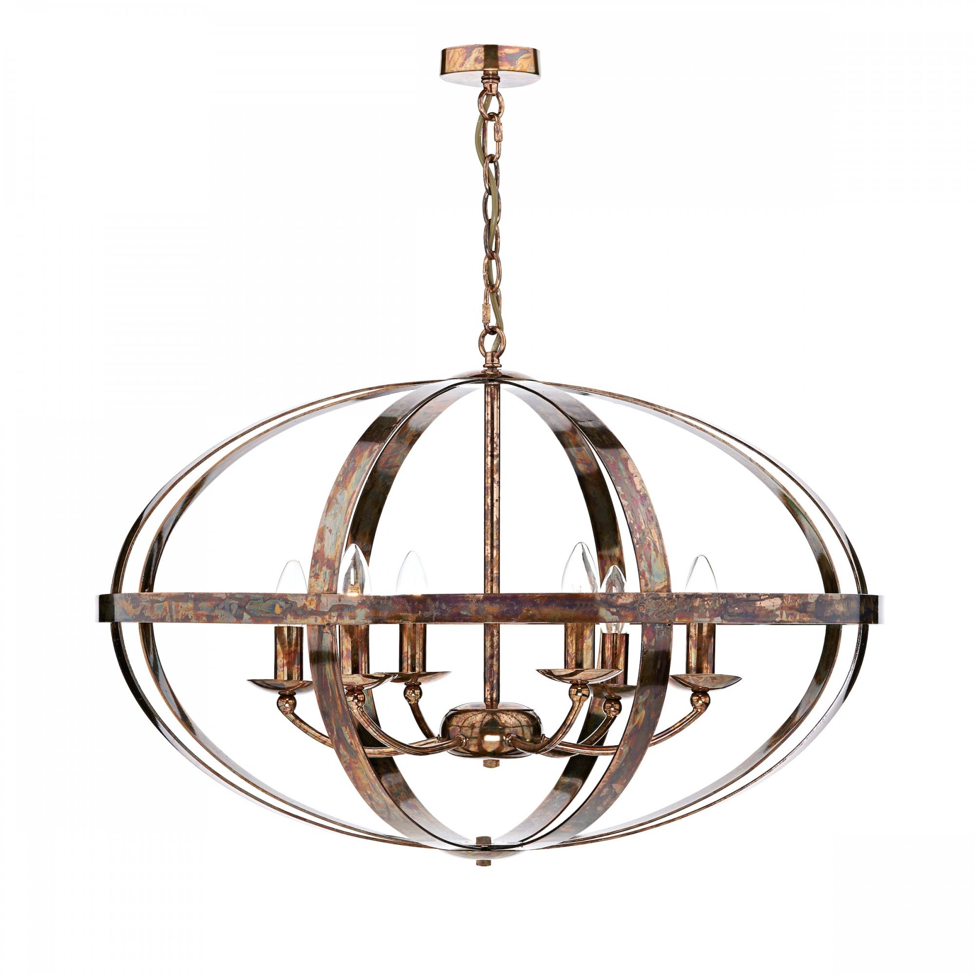Symbol 6 Light Pendant Ceiling Light in Dappled Copper SYM0664