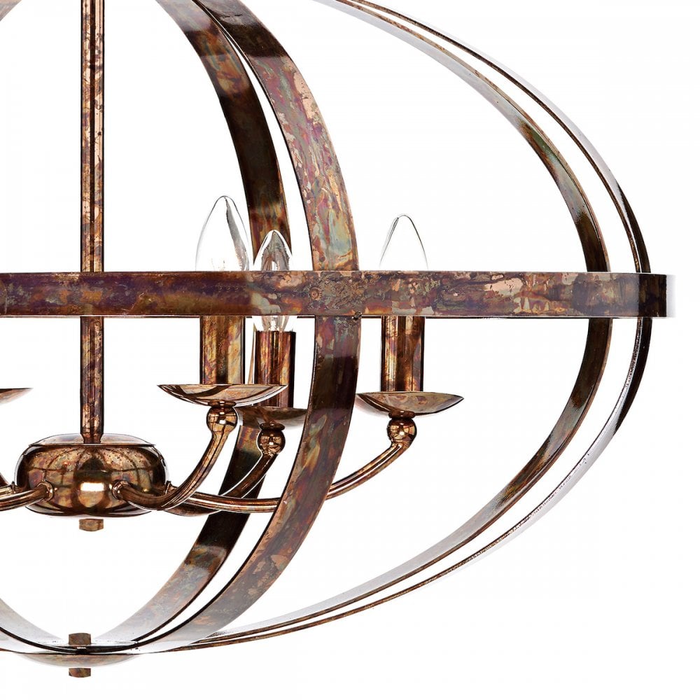 Symbol 6 Light Pendant Ceiling Light in Dappled Copper SYM0664