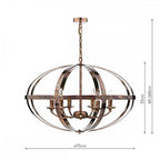 Symbol 6 Light Pendant Ceiling Light in Dappled Copper SYM0664