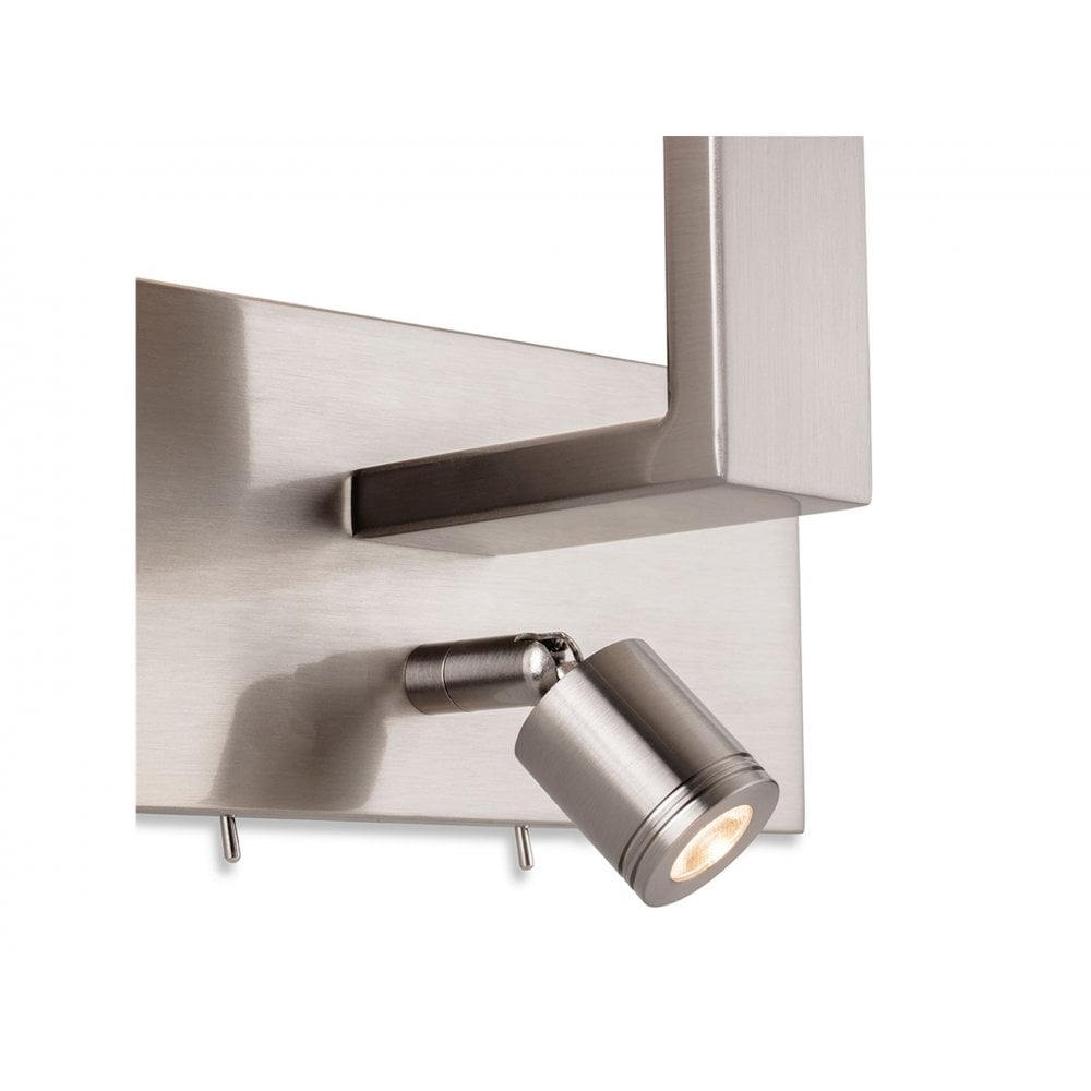 Raffles Switched Wall Light In Brushed Steel Finish With Grey Rectangle Shade 4940BSGR