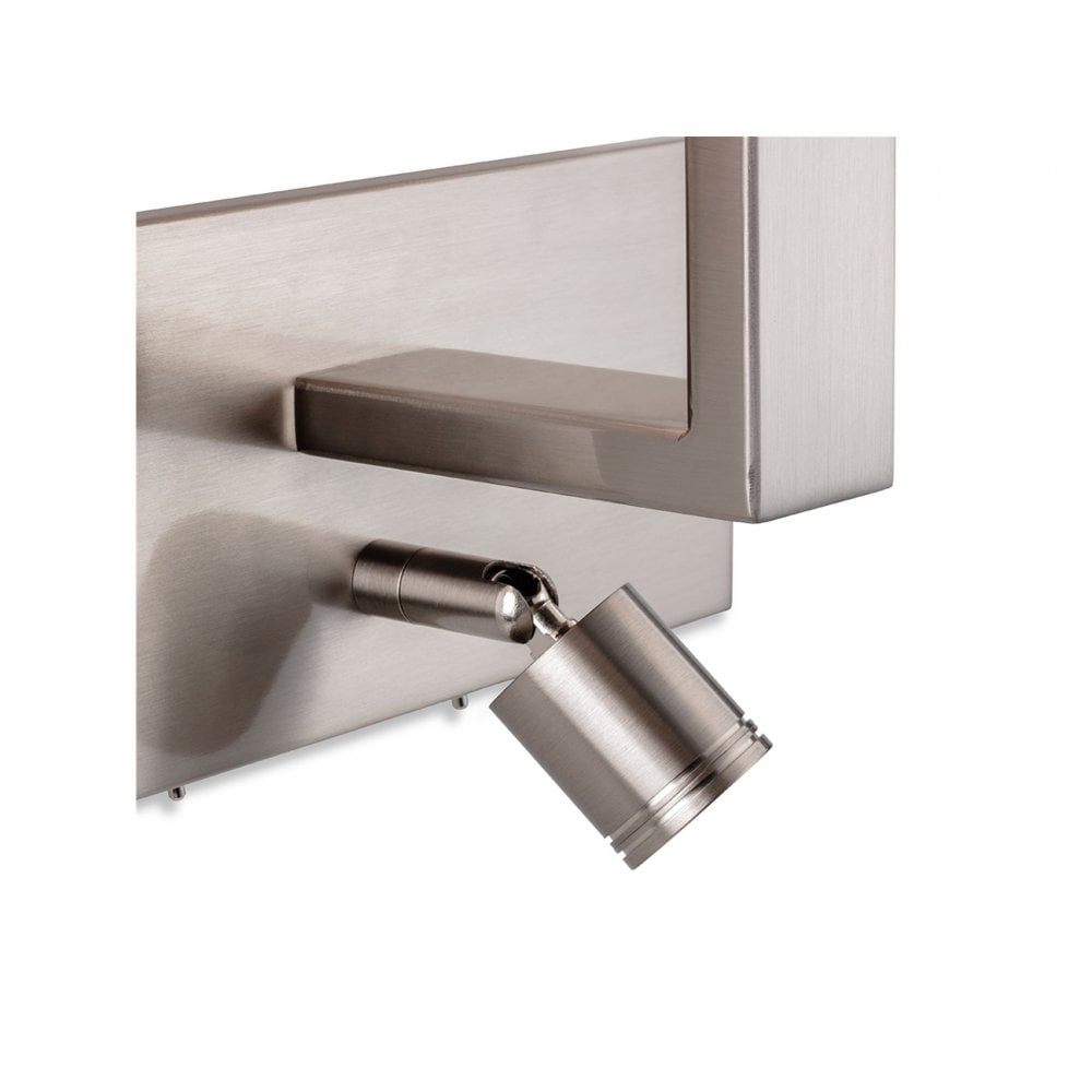 Raffles Switched Wall Light In Brushed Steel Finish With Grey Rectangle Shade 4940BSGR