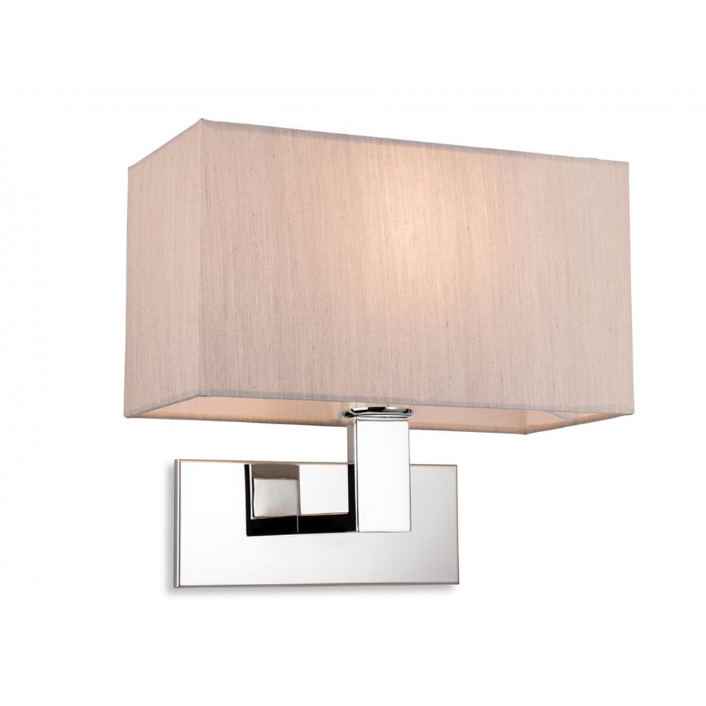 Raffles Wall Light In Chrome Finish With Oyster Rectangle Shade 4939CHOY
