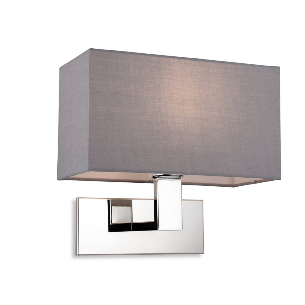Raffles Wall Light In Chrome Finish With Grey Rectangle Shade 4939CHGR