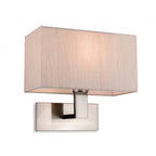 Raffles Wall Light In Brushed Steel Finish With Oyster Rectangle Shade 4939BSOY