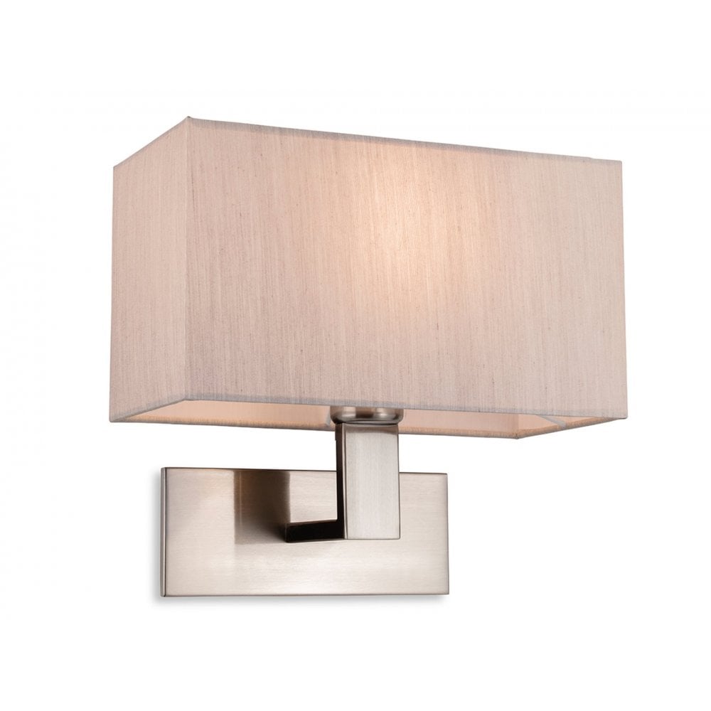 Raffles Wall Light In Brushed Steel Finish With Oyster Rectangle Shade 4939BSOY