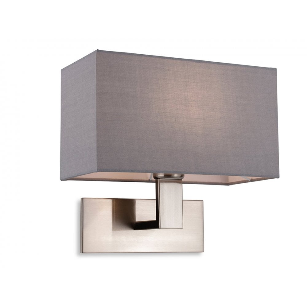 Raffles Wall Light In Brushed Steel Finish With Grey Rectangle Shade 4939BSGR