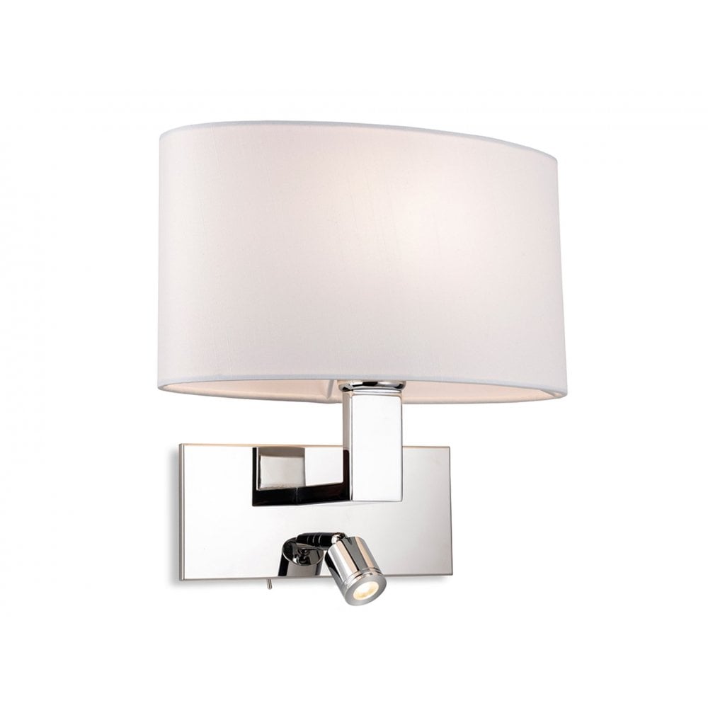 Webster 2 Light Switched Wall Light In Chrome Finish With Cream Shade 4938CH