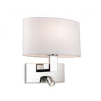 Webster 2 Light Switched Wall Light In Chrome Finish With Cream Shade 4938CH