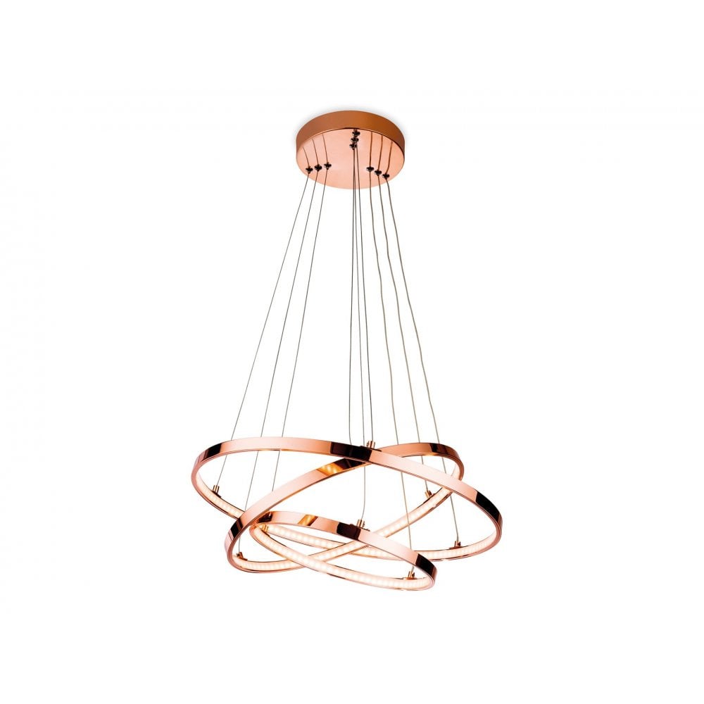 Modern Esprit LED 3 Ring Ceiling Pendant Light In Copper Finish 3722CP