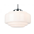 Art Deco 1 Light Ceiling Pendant Light In Chrome With Opal Glass 2939CH