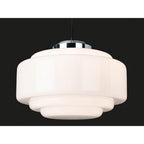 Art Deco 1 Light Ceiling Pendant Light In Chrome With Opal Glass 2939CH