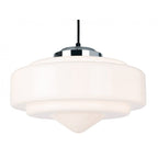 Art Deco 1 Light Ceiling Pendant Light In Chrome With Opal Glass 2938CH