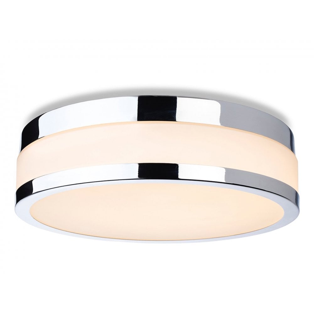 Contemporary Marnie LED Medium Flush Ceiling Light In Chrome Finish With Opal Glass IP44 2937CH