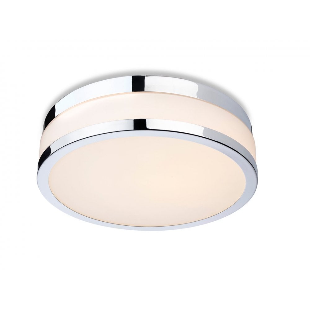 Contemporary Marnie LED Medium Flush Ceiling Light In Chrome Finish With Opal Glass IP44 2937CH