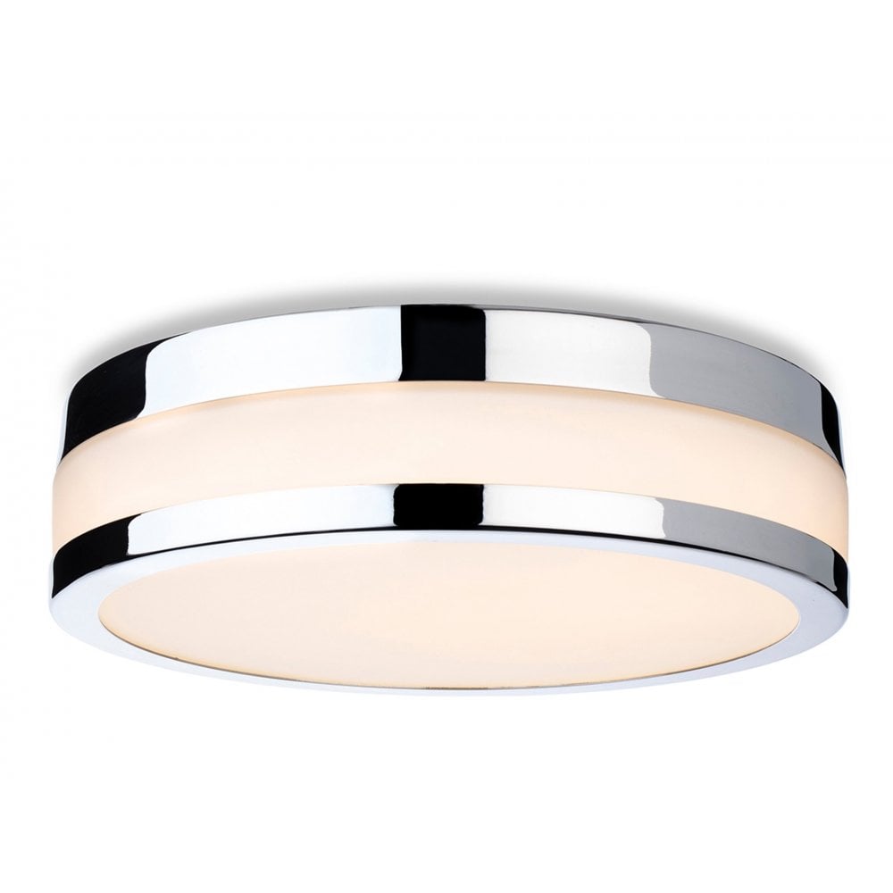 Contemporary Marnie LED Medium Flush Ceiling Light In Chrome Finish With Opal Glass IP44 2936CH