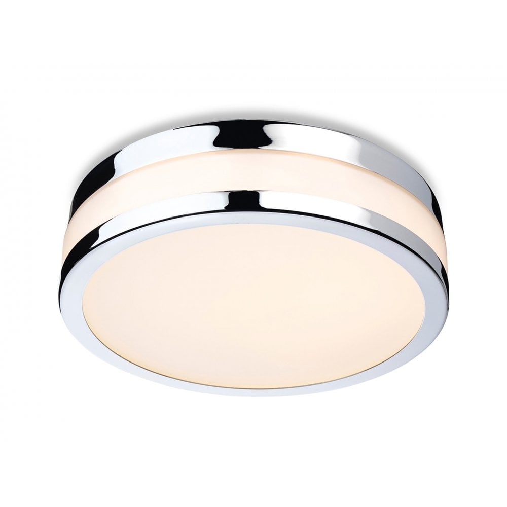 Contemporary Marnie LED Medium Flush Ceiling Light In Chrome Finish With Opal Glass IP44 2936CH