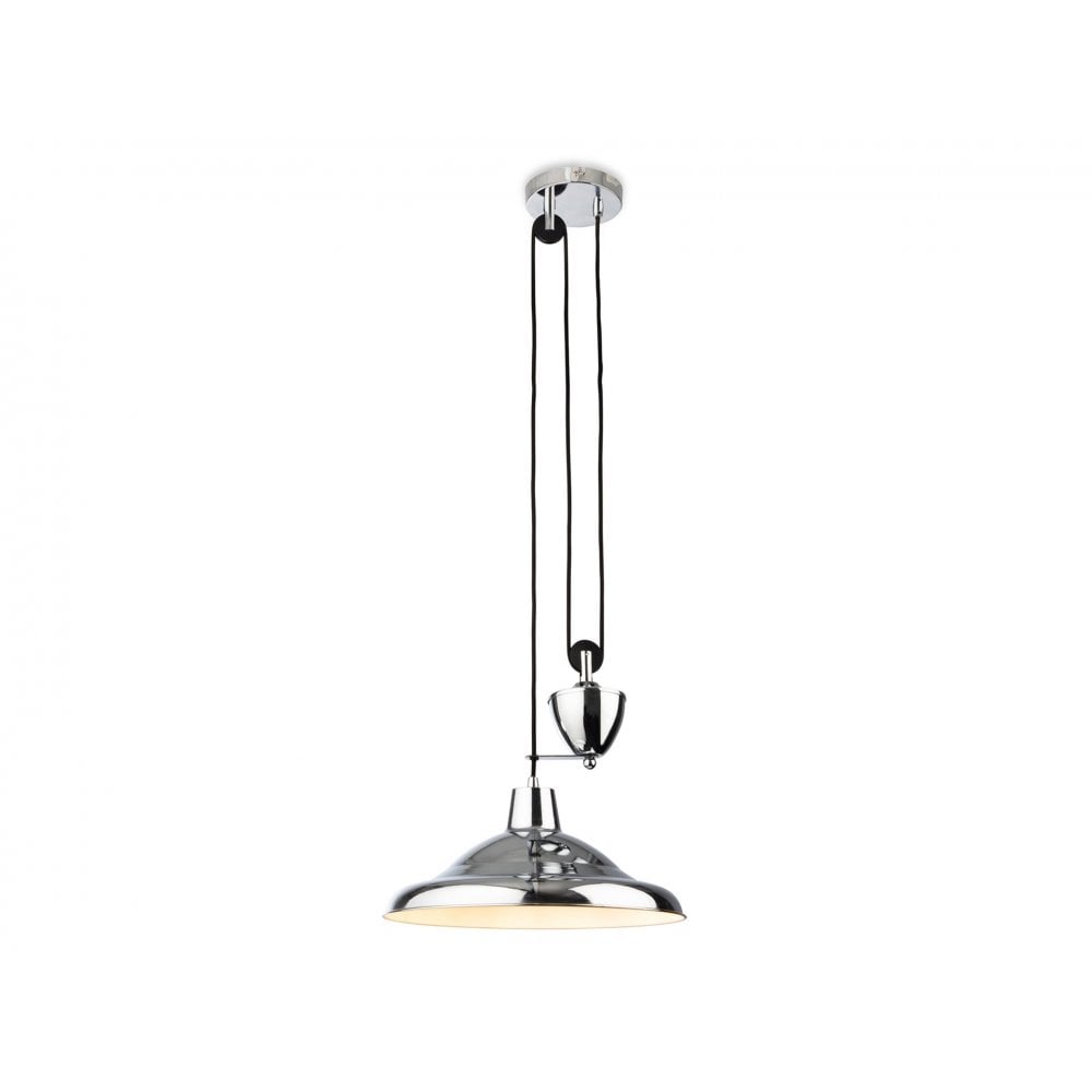 Suffolk Classic Rise And Fall Ceiling Pendant Light In Chrome Finish 2928CH