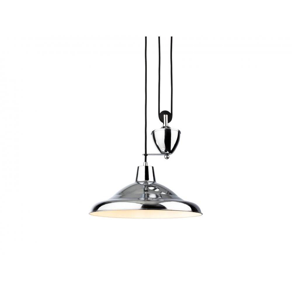 Suffolk Classic Rise And Fall Ceiling Pendant Light In Chrome Finish 2928CH
