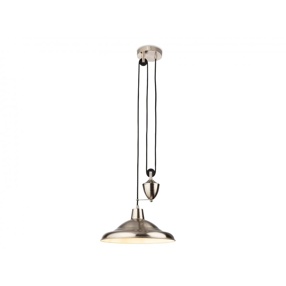 Suffolk Classic Rise And Fall Ceiling Pendant Light In Brushed Steel Finish 2928BS