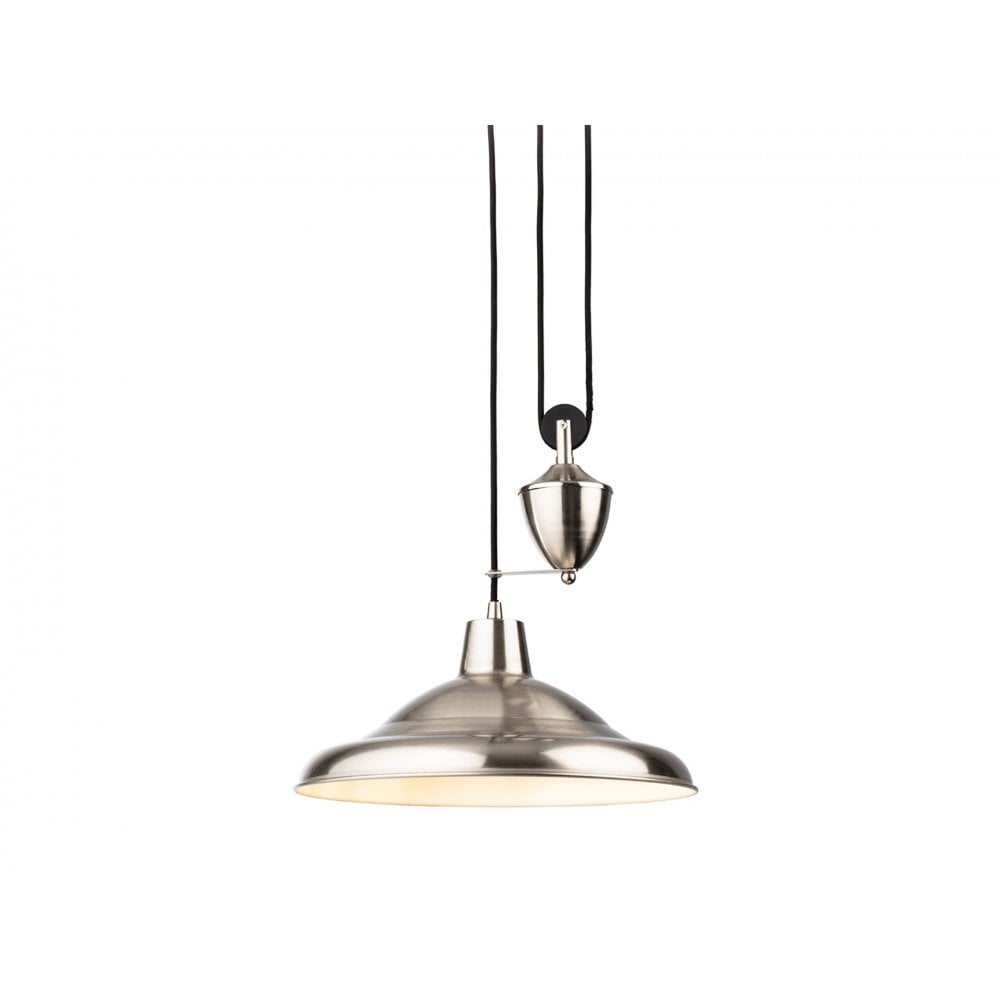 Suffolk Classic Rise And Fall Ceiling Pendant Light In Brushed Steel Finish 2928BS