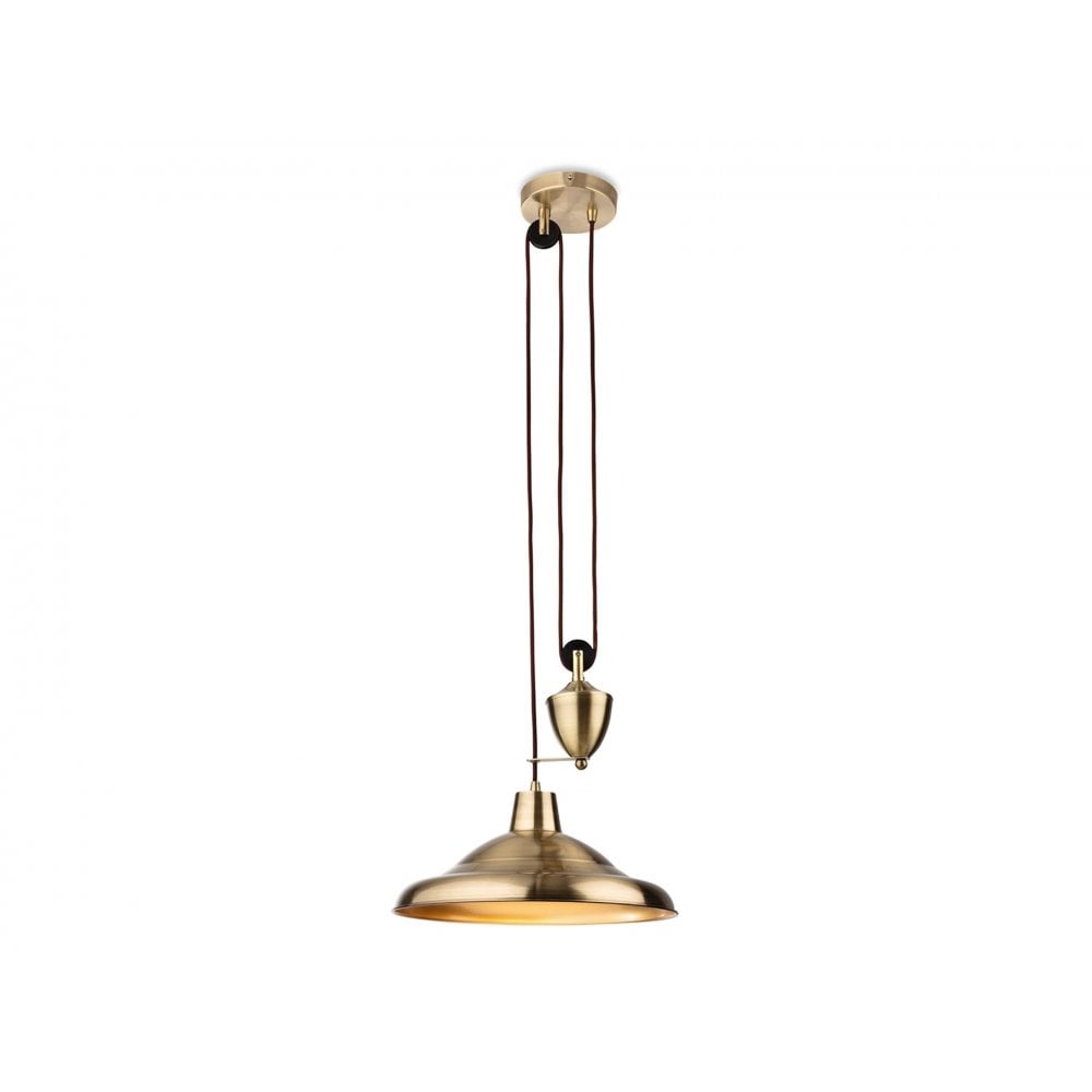 Suffolk Classic Rise And Fall Ceiling Pendant Light In Antique Brass Finish 2928AB