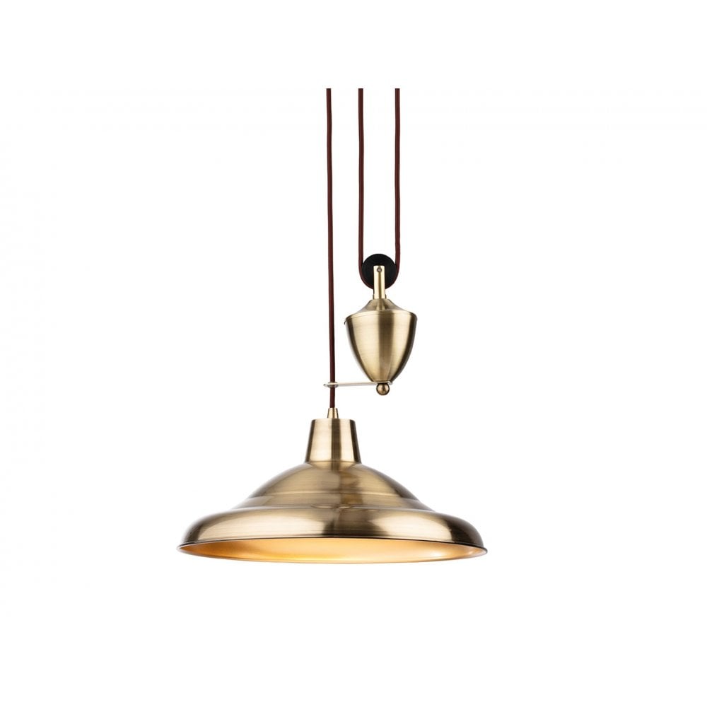 Suffolk Classic Rise And Fall Ceiling Pendant Light In Antique Brass Finish 2928AB
