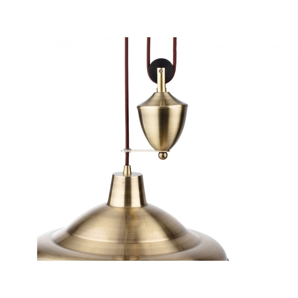 Suffolk Classic Rise And Fall Ceiling Pendant Light In Antique Brass Finish 2928AB