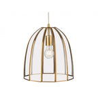 Lincoln Bell Shaped Ceiling Pendant Light In Antique Brass With Clear Glass Panels 2916AB