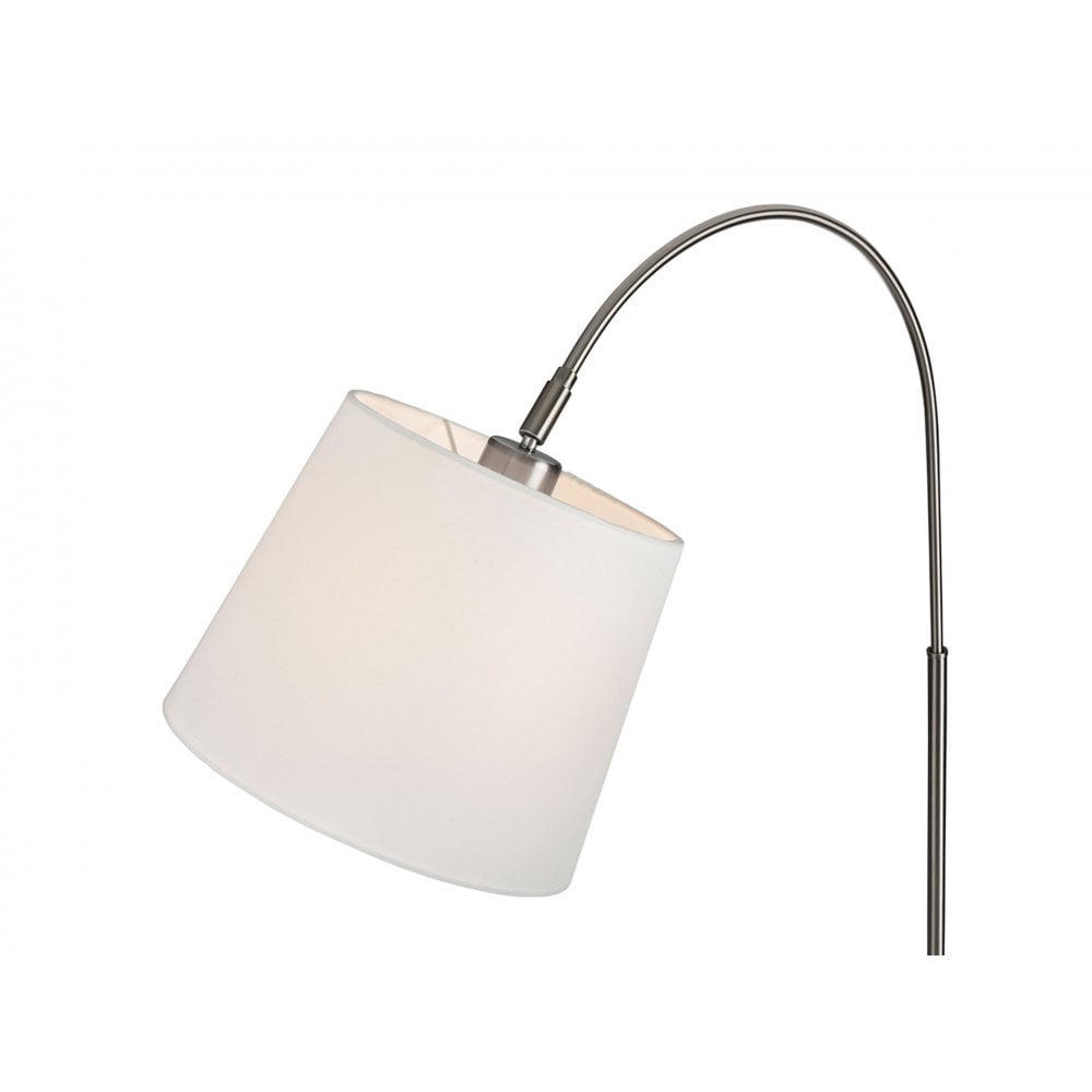 Tower Elegant Floor Lamp In Brushed Steel Finish With Cream Shade 2909BS
