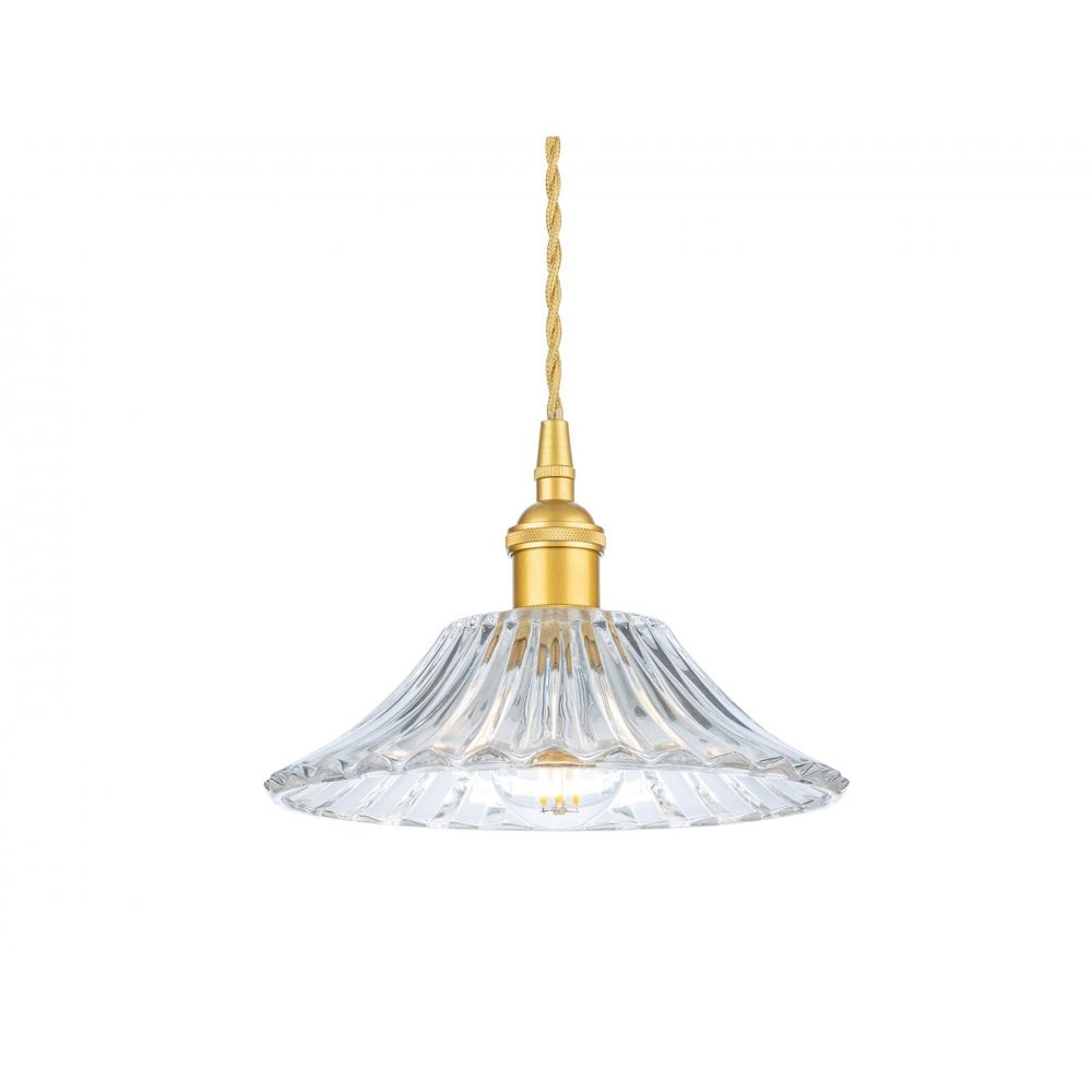 Wiltshire Medium Ceiling Pendant Light In Satin Gold With Clear Decorative Glass 2907GO
