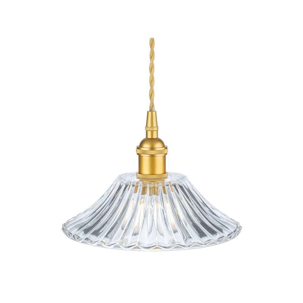 Wiltshire Medium Ceiling Pendant Light In Satin Gold With Clear Decorative Glass 2907GO