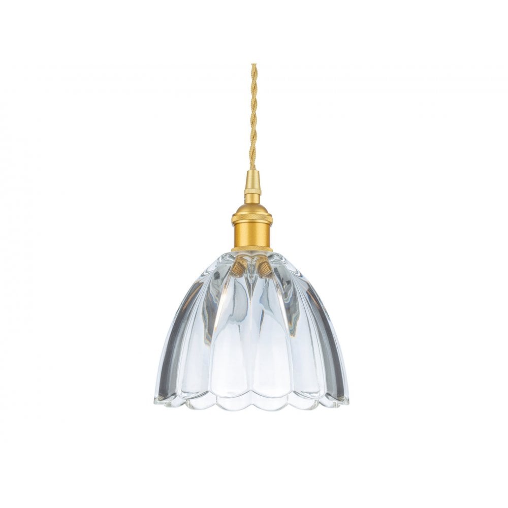 Wiltshire Small Ceiling Pendant Light In Satin Gold With Clear Decorative Glass 2906GO