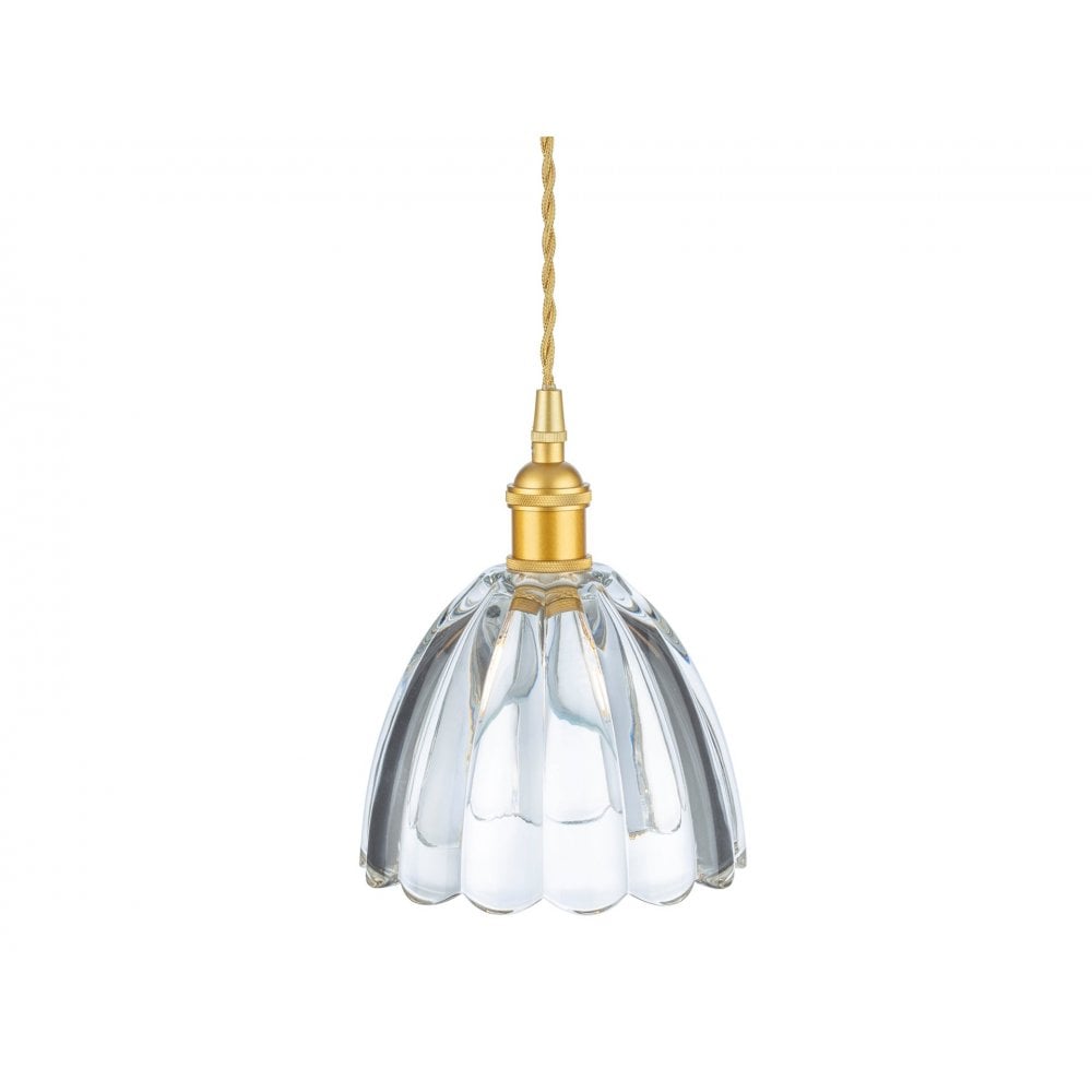 Wiltshire Small Ceiling Pendant Light In Satin Gold With Clear Decorative Glass 2906GO