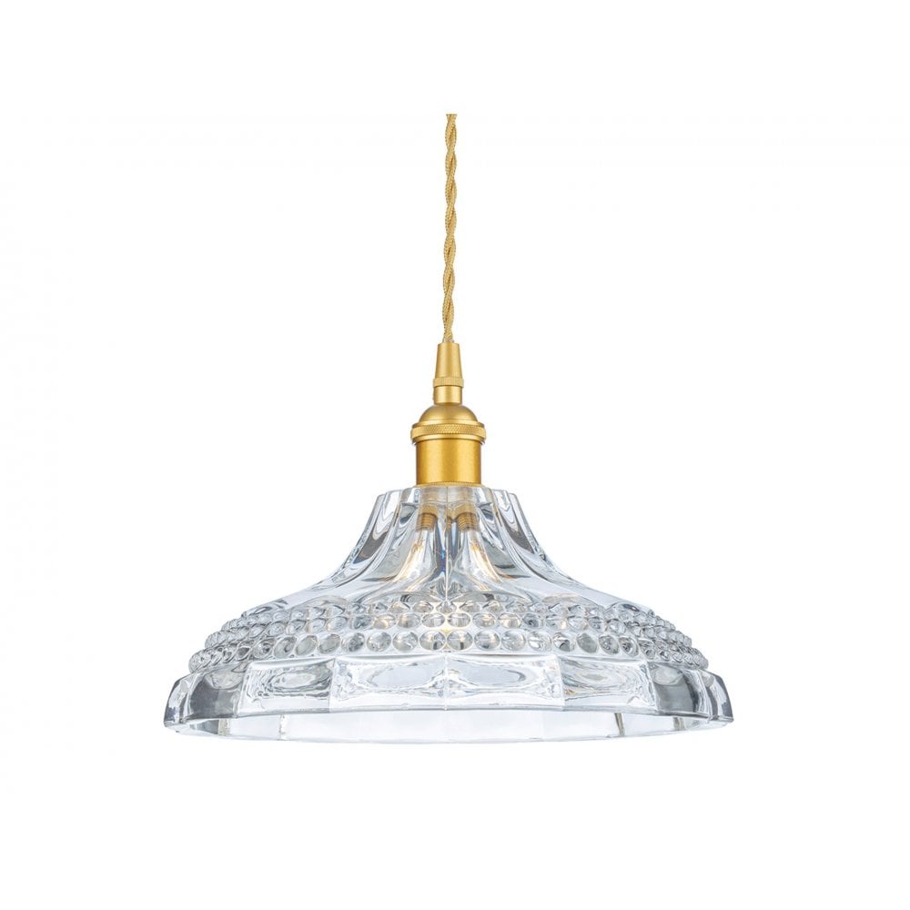 Wiltshire Large Ceiling Pendant Light In Satin Gold With Clear Decorative Glass 2905GO